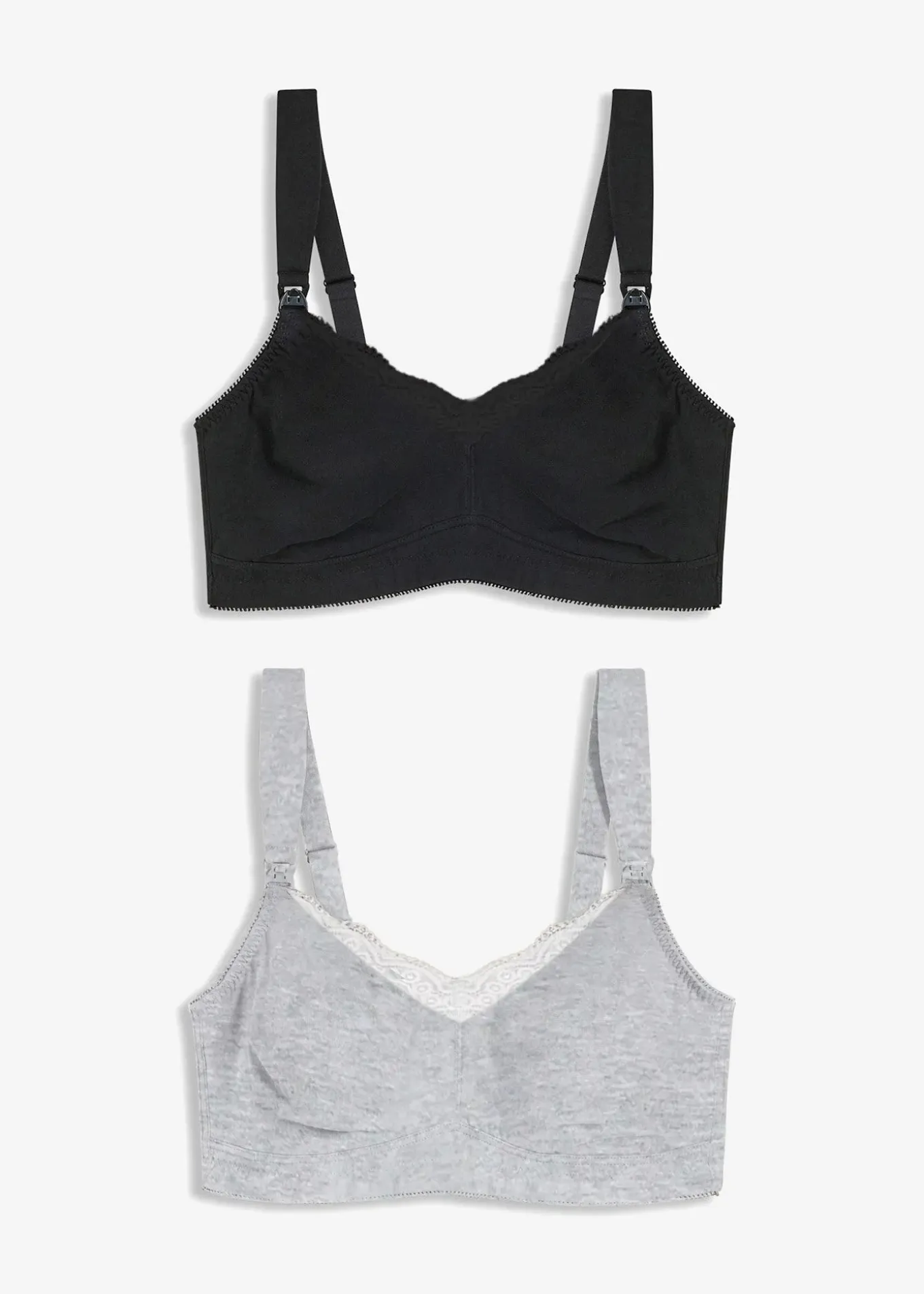 Lot de 2 soutiens-gorge d’allaitement sans armatures avec coton et dentelle