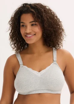 Lot de 2 soutiens-gorge d’allaitement sans armatures avec coton et dentelle