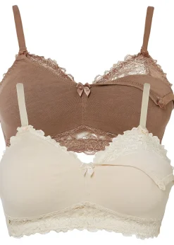 Lot de 2 soutiens-gorge d'allaitement sans armatures avec coton