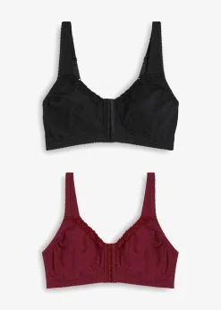 Lot de 2 soutiens-gorge fermeture devant sans armatures avec coton