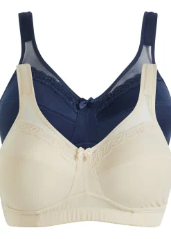Lot de 2 soutiens-gorge grand maintien sans armatures, bretelles rembourrées