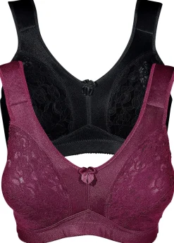 Lot de 2 soutiens-gorge grand maintien sans armatures, bretelles rembourrées