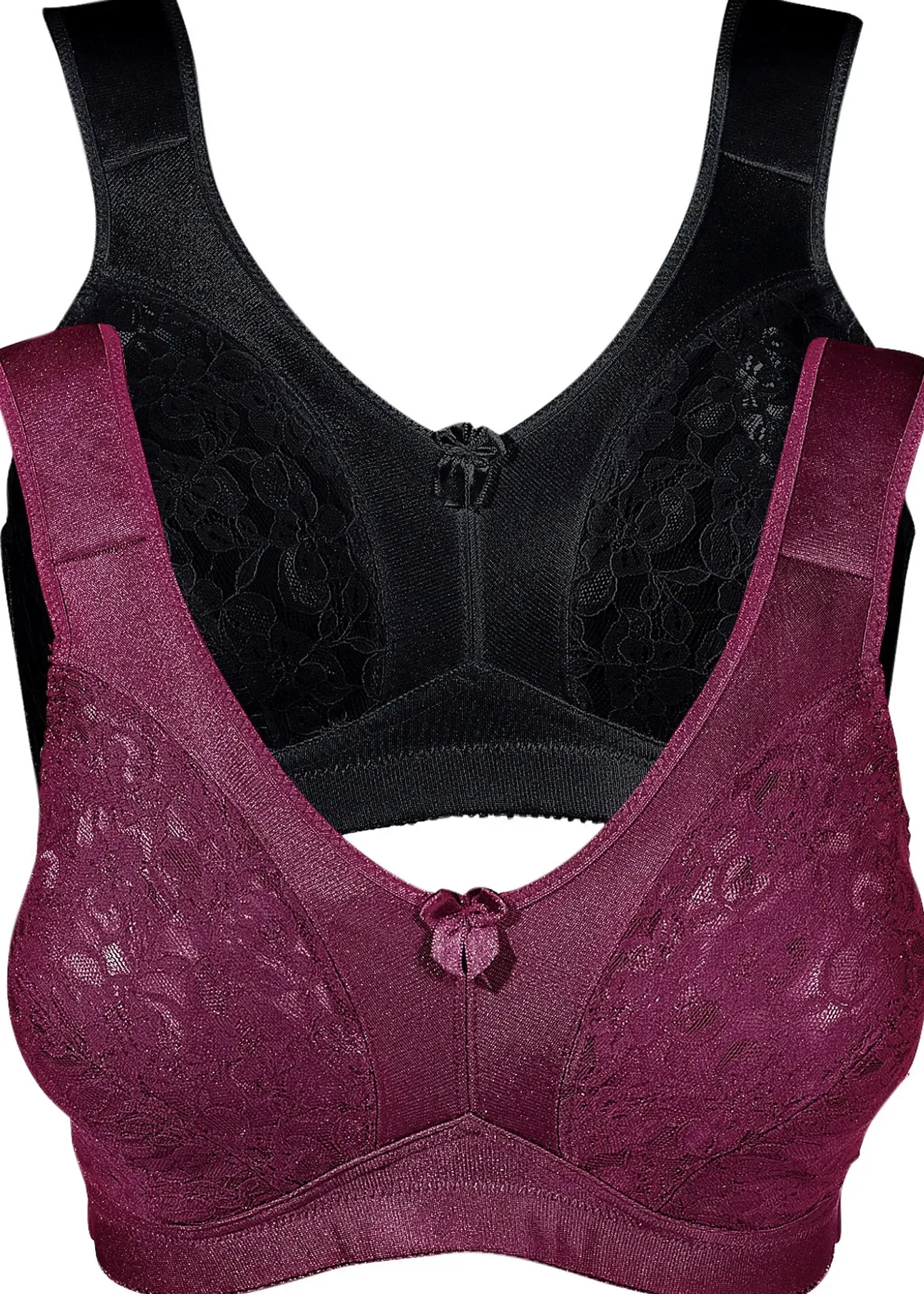 Lot de 2 soutiens-gorge grand maintien sans armatures, bretelles rembourrées