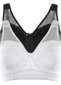Lot de 2 soutiens-gorge grand maintien sans armatures, bretelles rembourrées