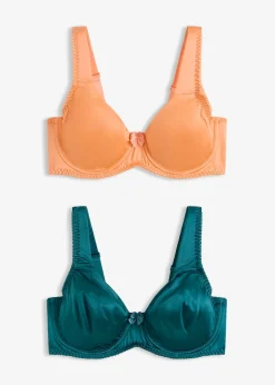 Lot de 2 soutiens-gorge moulés à armatures en matière brillante