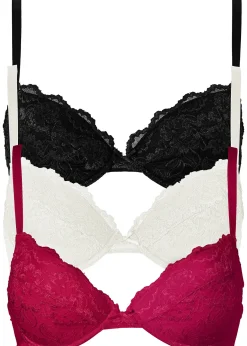 Lot de 3 soutiens-gorge push-up avec dentelle