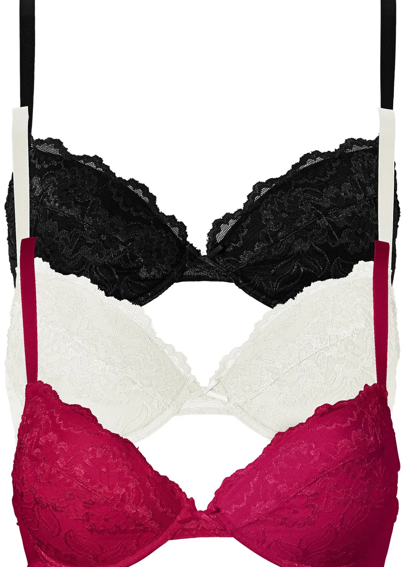 Lot de 3 soutiens-gorge push-up avec dentelle