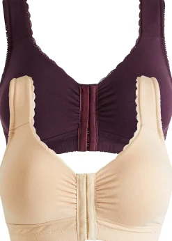 Lot de 2 soutiens-gorge sans armatures fermeture devant