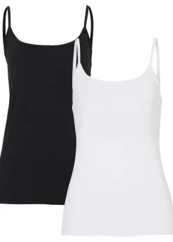 Lot de 2 tops à fines bretelles 100% coton