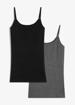 Lot de 2 tops à fines bretelles 100% coton