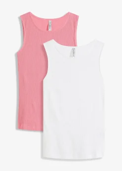 Lot de 2 tops côtelés 100% coton