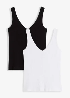 Lot de 2 tops côtelés 100% coton