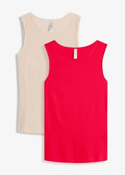 Lot de 2 tops côtelés 100% coton