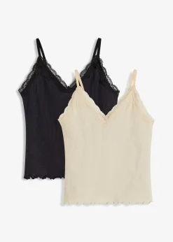 Lot de 2 tops côtelés doux