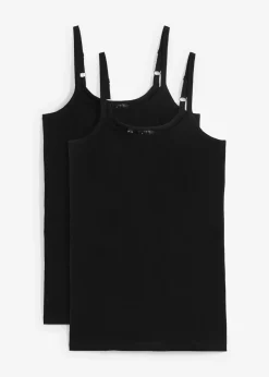 Lot de 2 tops longs coton bretelles spaghetti