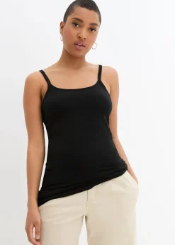 Lot de 2 tops longs coton bretelles spaghetti