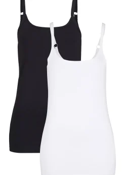 Lot de 2 tops longs coton bretelles spaghetti