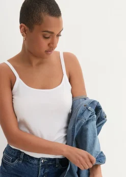 Lot de 2 tops longs coton bretelles spaghetti