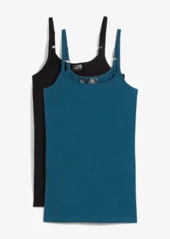 Lot de 2 tops longs coton bretelles spaghetti