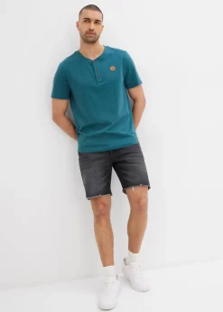 Lot de 2 T-shirts col tunisien 100% coton