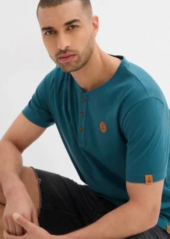 Lot de 2 T-shirts col tunisien 100% coton