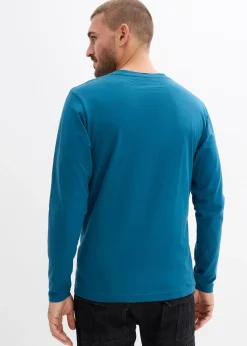 Lot de 2 T-shirts col tunisien manches longues, 100% coton