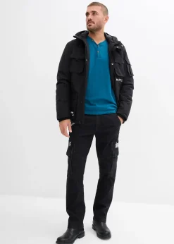 Lot de 2 T-shirts col tunisien manches longues, 100% coton