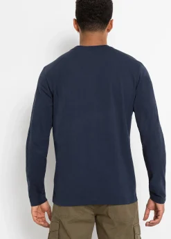 Lot de 2 T-shirts col tunisien manches longues, 100% coton