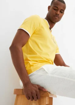 Lot de 2 t-shirts col tunisien 100 % coton