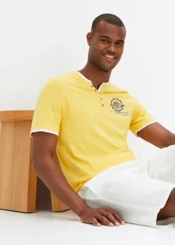 Lot de 2 t-shirts col tunisien 100 % coton