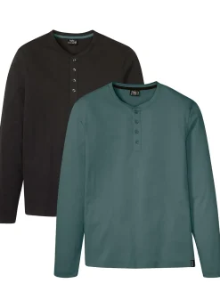 Lot de 2 T-shirts col tunisien 100% coton