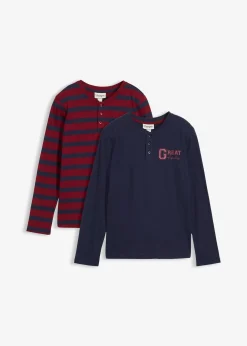 Lot de 3 T-shirts col tunisien 100% coton