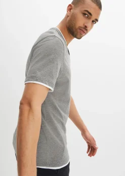 Lot de 2 t-shirts col tunisien 100 % coton