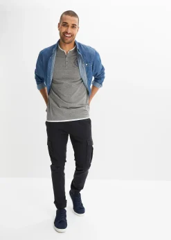 Lot de 2 t-shirts col tunisien 100 % coton