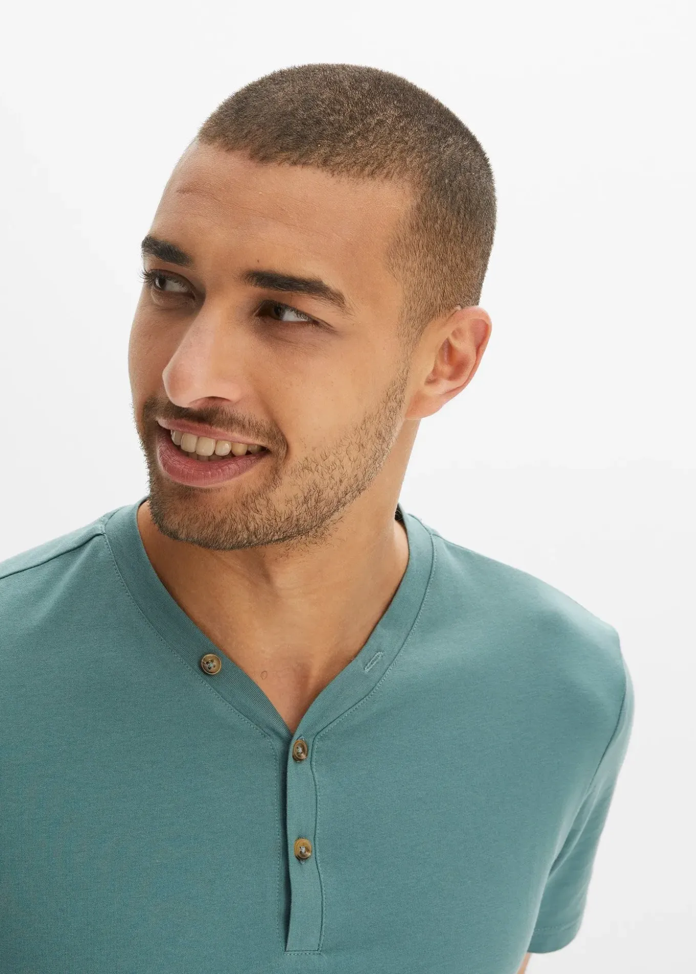 Lot de 2 T-shirts col tunisien 100 % coton