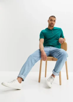 Lot de 2 T-shirts col tunisien 100 % coton