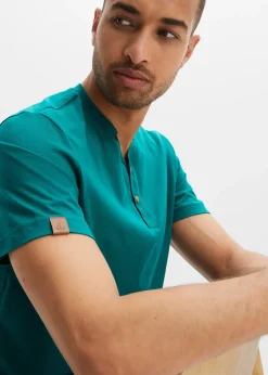 Lot de 2 T-shirts col tunisien 100 % coton