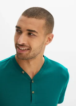 Lot de 2 T-shirts col tunisien 100 % coton