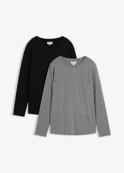 Lot de 2 T-shirts de grossesse avec ouvertures discrètes pour faciliter l’allaitement