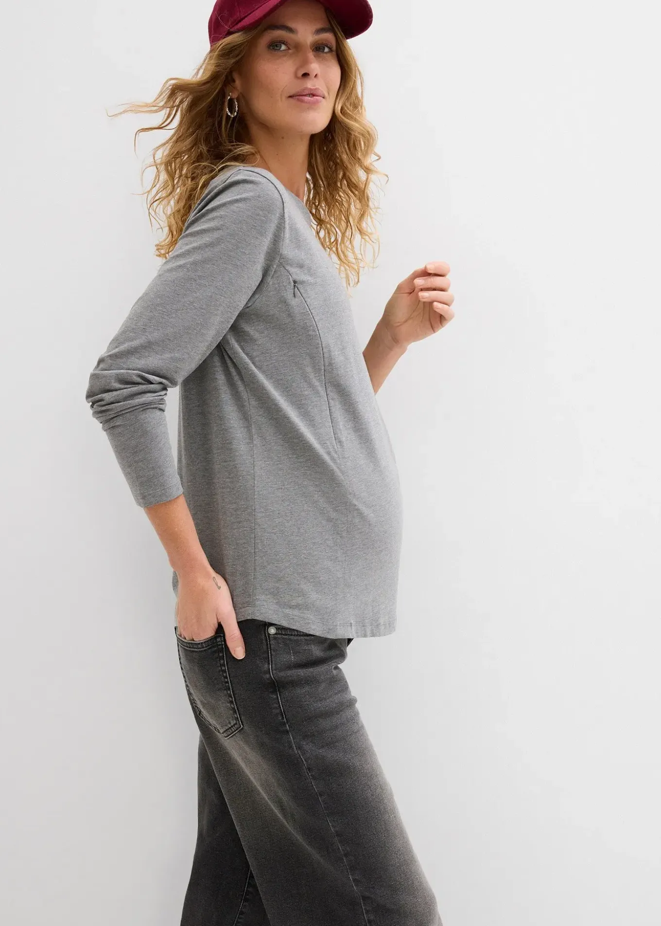 Lot de 2 T-shirts de grossesse avec ouvertures discrètes pour faciliter l’allaitement