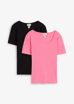 Lot de 2 T-shirts en coton côtelé