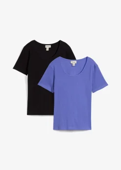 Lot de 2 T-shirts en coton côtelé