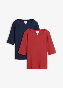 Lot de 2 t-shirts en coton côtelé