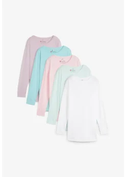 Lot de 5 T-shirts longs à col rond, manches longues