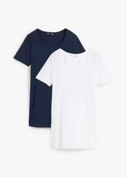 Lot de 2 T-shirts longs basiques, manches courtes