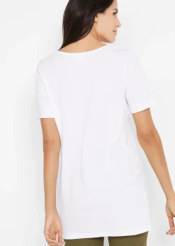 Lot de 2 T-shirts longs basiques, manches courtes