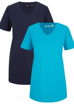 Lot de 2 T-shirts longs col V