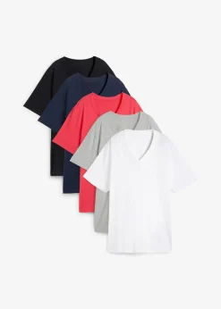 Lot de 5 T-shirts longs et amples à col V