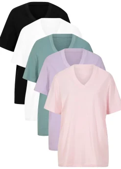 Lot de 5 T-shirts longs et amples à col V