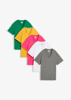 Lot de 5 T-shirts longs et amples à col V